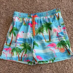 Opposuits flamingo print swim trunks size medium